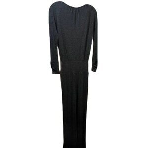 Bordeaux Gray Long Sleeve Cowl Neck Maxi Dress With Faux Leather Sleeve Panels X
